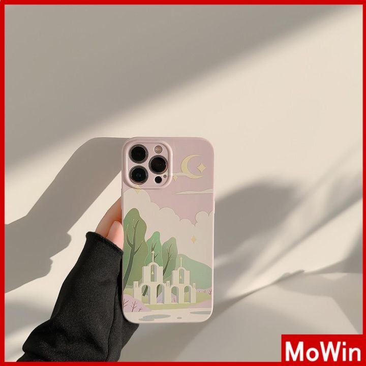 mowin-เข้ากันได้สำหรับ-เคสไอโฟน-เคสไอโฟน11-เคส-iphone-11-เคส-iphone-ครีมเคลือบเงาฟิล์มนุ่ม-tpu-เคสกล้องกันกระแทกป้องกันภาพวาดสีน้ำมันแบบเรียบง่ายโบสถ์เข้ากันได้กับ-iphone-13-pro-สูงสุด-12-11-xr-xs-สูง