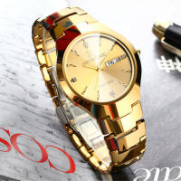 Mens Watches Top nd Luxury Gold Tungsten Steel Men ultra thin Wristwatch Auto Date Quartz Watch relogio masculino New