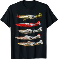 เสื้อยืดผู้ชาย North N P-51 Mustang Fighter เสื้อเชิ้ตลำลองผ้าฝ้าย100% ไซส์ S-3XL