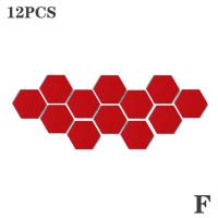 สติกเกอร์ติดผนังกระจก3d 12ชิ้น/เซ็ตอะคริลิครูปทรงหกเหลี่ยมสติกเกอร์รูปลอกติดผนังแบบลอกออกได้ Diy โมเสกตกแต่งติดเองสำหรับบ้านห้องน้ำ