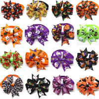 50pcs Halloween Dog Accessories Pumpkin Skull Dog Bow Tie Bandana for Holiday Small Dog Grooming Products Large Dog Items