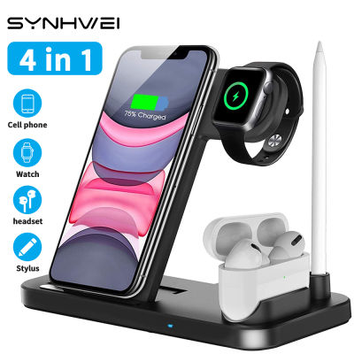 4 in 1 10W Qi Fast Wireless Charger Dock Station Stand For Apple Pencil AirPods iPhone Phone Quick Induction Charging