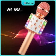 Míc hát karaoke kết nối bluetooh không dây ws858L Đèn Led nháy theo nhạc thumbnail