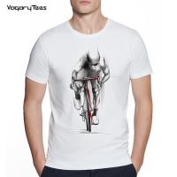 MenS Creative Cyclist Lover Feel The Burn Print Short Sleeve T-Shirt Hipster O-Neck Design Tops Cool Streetwear Tee