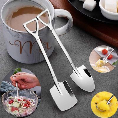 4/6Pcs Coffee Spoon Creative Teaspoons Stainless Steel Shovel Spoons Ice Cream Spoon Dessert Scoop Kitchen Tableware Cutlery Set Serving Utensils