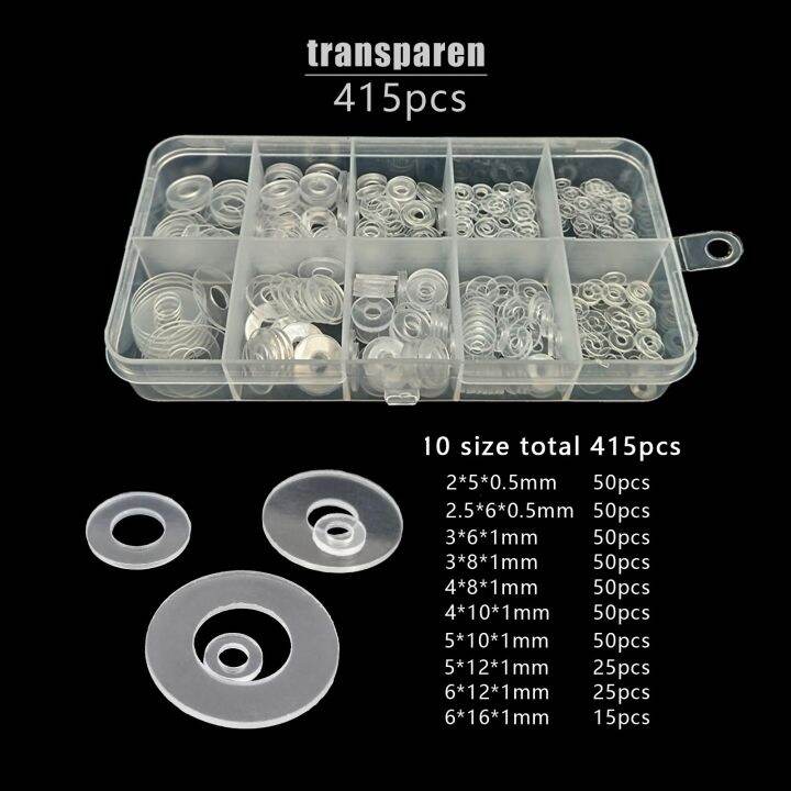 415-475pc-m2-m2-5-m3-m4-m5-m6-m8-nilon-transparan-baja-merah-kertas-plastik-mesin-cuci-datar-pengatur-jarak-insulasi-gasket-cincin-set-kotak