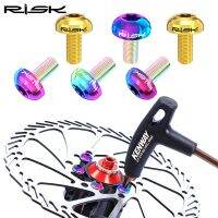 ▽❐ RISK 12PCS Titanium Bike Disc Brake Rotor Screw M5x10mm Ultralight MTB Road Bike Brake Rotor Fixing Bolts Cycling Accessories