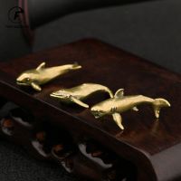 Solid Brass Sea dolphin Small Statue Office Desk Ornaments Decoration Crafts Collection Metal Animal Figurines Miniatures gift