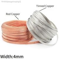 ✓♀┇ 4mm Tinned Plating Copper Braided Sleeve Metal Sheath Anti Interference Screening Audio Speaker Wire Wrap Signal Cable Shielding