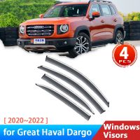 Car Side Windows Visors for GWM Haval Dargo 2020 2022 Accessories Deflectors Rain Eyebrow Guards Sun Visor Wind Shield Trim 2021