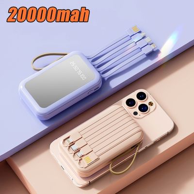 20000mAh Mini Power Bank Built-in Charging Cable Fast Charging Powerbank for iPhone Huawei Xiaomi Smartphone External Battery ( HOT SELL) tzbkx996