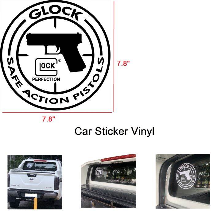 GLOCK Car Sticker Vinyl letters and Figure Design Size Car Sticker