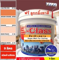 สีทาฝ้าเพดาน เอสคลาส ชนิดด้านพิเศษ โทนสีส้ม สีน้ำตาล เอสคลาส (ขนาด ถัง 9 ลิตร) แถมลูกกลิ้งทาสี