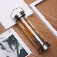 300ML 400ML Glass Water Bottle Glass Bottle with Stainless Steel Tea Infuser Filter Tea Separator Drinking Travel Glass Bottle