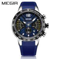 ⌚MEGIR Blau Herren Uhren แบรนด์ชั้นนำ Luxus Mänlich Silikon Band Wasserdict Sport Quarz Militär Männer Uhr 2106G