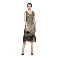 1920S Vintage SequinedชุดFringeชุดพู่Sheathเซ็กซี่ชุดไปคลับผู้หญิงParty Night Flapper Great Gatsbyชุด