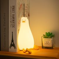 USB Rechargeable Night Light Lying Duck Night Lamp Silicone Patting Light Room Bedside Lamp Home Decor Lamp For Child Gift