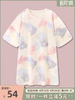 ✸◙ Margaret Japanese simple nightdress women can wear loose oil painting short-sleeved pajamas home clothes in summer