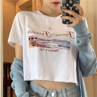 BOUND （in stock）Crop top Korean style womens Casual printing Short sleeve T-shirt