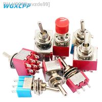 5 PCSmini Toggle Switches3/6/9/12PinRedBlue2/3 PositionDPDT6A/125V-2A/250V ACMTS Series Push Button SwitchRocker Switch