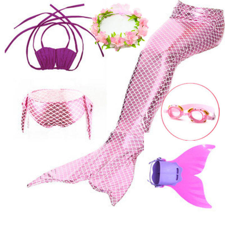 Mermaid tail girl princess with flippers bubble hot spring suit