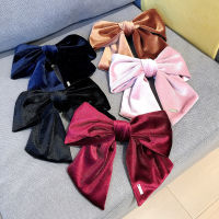 South Korea Dongdaemun Bow Barrettes Gold Velvet Back Head Spring Clip Ponytail Horizontal Clip Top Clip