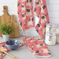 Animal Pink Pug Love Pets Dog Microfiber Kitchen Hand Towel Dish Cloth Tableware Household Cleaning Towel Utensils for Kitchen