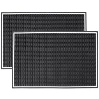 2 Pack Black Bar Mat, 18 inch x 12 inch Rubber Serving Mat, Non , Non-Toxic, Countertop Spill Mats for Coffee Bar