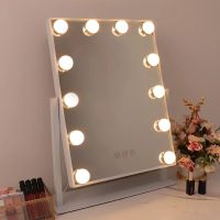 ∋▽¤ FENCHILIN LED Mirror Hollywood Makeup Mirror Tri-Color Adjustment Touch Screen Vanity Mirror With Lights Cosmetic mirror