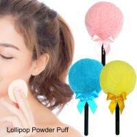 Powder Puff with Handle Reusable Long Hair Lollipop Shape Portable Makeup Highlighter Puff Daily Use