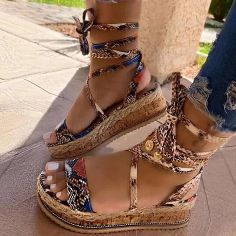 Snake wedge online sandals