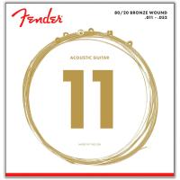 Fender® สายกีตาร์โปร่ง เบอร์ 11 80/20 Bronze ของแท้ 100% รุ่น 70CL (Custom Light .011 - .052) ** Made in USA **