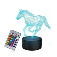 Horse 3D Illusion Lamp 7 Color Changing LED Night Light Atmosphere for Room Bedroom Decor - Creative Birthday Gift Ceiling Lights