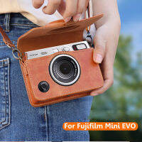 ซองหนังย้อนยุคสำหรับ Fujifilm Instax Mini EVO ทันทีกล้องถุงเก็บฮาร์ดเกราะป้องกันที่มีอุปกรณ์สายคล้องไหล่