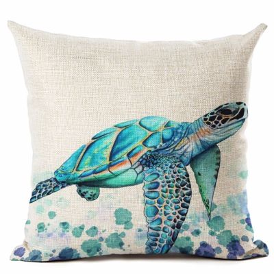 【CW】 Watercolor Sea turtle Throw Cushion Cover Printed Pillowcase Housse