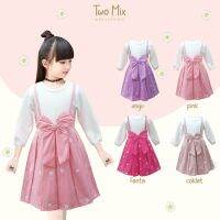 Two Mix Dress Girls Jersey ผ้า + ผ้าฝ้ายอายุ1-12ปี4182