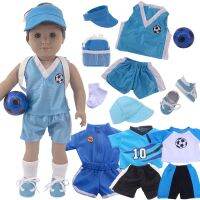 【CW】 Doll Clothes Blue Sportswear Suit Backpack Baseball Cap Shoes For 18 Inch American Doll  amp; 43Cm Born Baby items  amp; Logan Boy Dolls