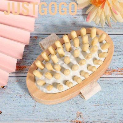 Justgogo Bath brush natural wood massage dry body Cellulite and lymphatic drainage massager for HairTH