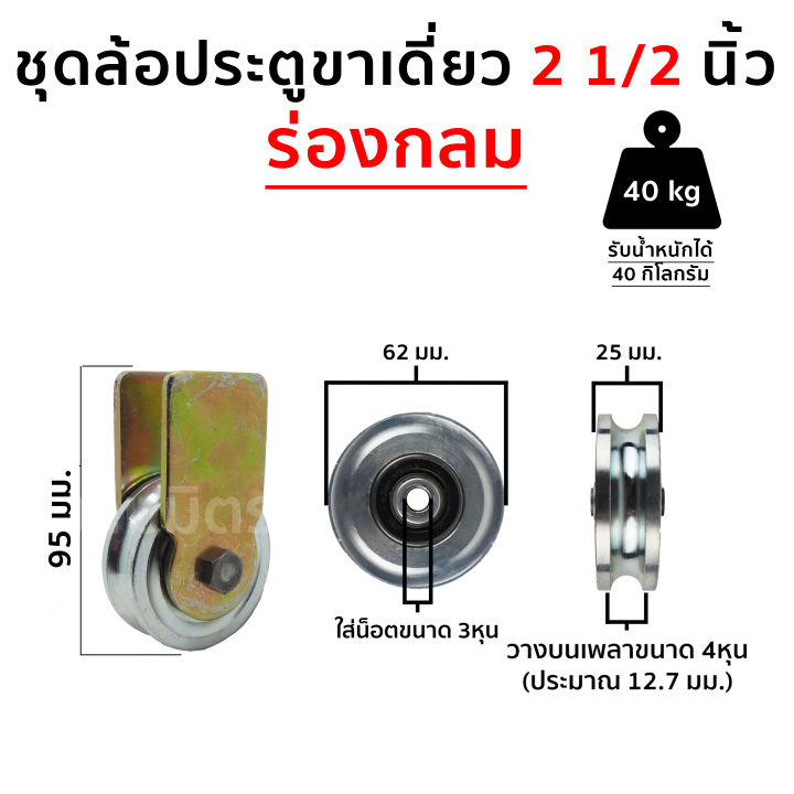 ชุดล้อประตูขาเดี่ยว-ล้อประตู-พร้อมใช้-ขนาด-2-1-2-นิ้ว-3นิ้ว-กับ-4-นิ้ว-ร่องฉาก-และกลม