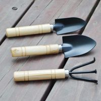 BK✿ 3Pcs Garden Tools Set with Wooden Handle Rake Shovel
