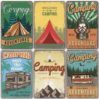 Lupeishop Camping Adventure Plaques Vintage Metal Plate - Mountain Trip Campervan Tours Retro Metal Sign Wall Decor For Travel Club, Camping Cars,Or Home - Rustic Style Outdoor Adventure Art