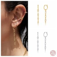 Aide 925 Sterling Silver New Design Long Chain Dangle Earrings Jewelry Fashion Gold Circle Drop Earrings Accessories For Women