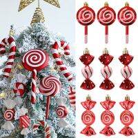 2023 Christmas Home Decorations 6pcs/lot Plating Lollipop Candy Icicle Boxed Chrismtas Tree Ornaments Xmas Navidad New Year 2024 Wall Stickers  Decals