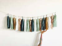 7ft of 25 tassels Sage Green, Rose Gold and Copper Tassel Garland - Eucalyptus Baby Shower Decorations, Teal Wedding Decor