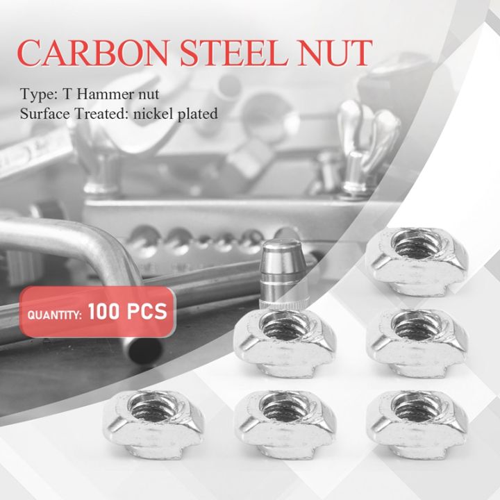100-pcs-m5-hammer-nut-carbon-steel-aluminum-connector-t-fastener-sliding-nut