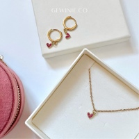 Gewinie.co - Ruby heart earrings (สร้อยทุกสีสายแบบ o-o chain สายโซ่)