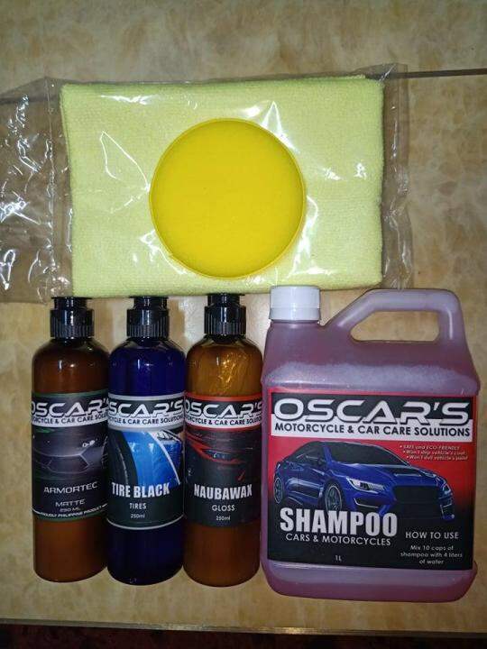 Oscars armortec,tireblack, naubawax,shampoo with green microfibre and