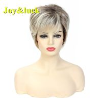 【DT】hot！ Short Ombre Blonde Wig Synthetic Bob Straight Hair With Bangs Wear