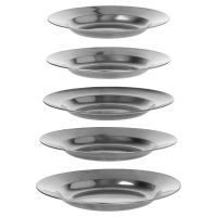 Stainless Steel Round Dinner Plate Dish Tray Container Outdoor Camping Pic R7UB