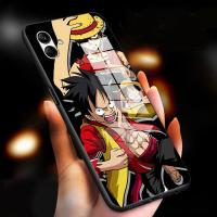 เคสกระจกนิรภัยมันวาวเคสโทรศัพท์ A04ปลอกสำหรับ Samsung BL Luffy ฝาครอบกันกระแทก